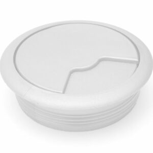 White 60mm PC Computer Desk Plastic Grommet Table Cable Tidy Wire Hole Cover